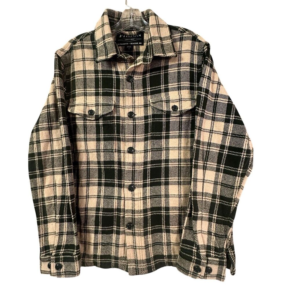 Filson Green and Cream Plaid Flannel Shirt
